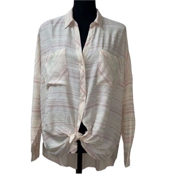 Lou & Grey Tie-front Button Up Shirt(Size Small) - Picture 1 of 7